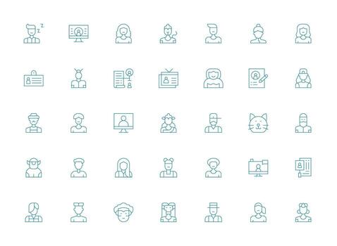 Light Line Style Profile Picture Icons with 35 Vectors High-Resolution Icons for Any Platform
