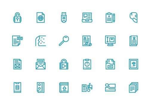 File featuring 24 Icons in Thick Line Line Design Multi-Purpose Icon Set vector