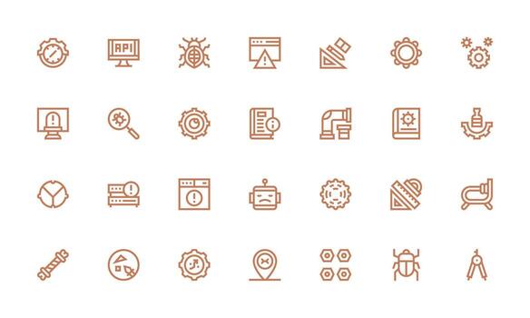 Technical Set with 28 Bold Line Icons Essential Icon Collection vector