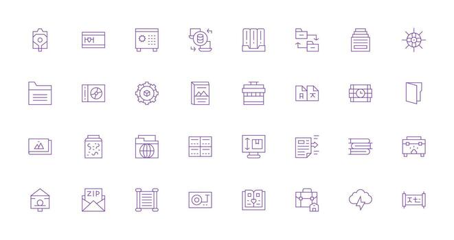 32 Thin Line Vectors for Archive Theme Sharp Icons for Presentations
