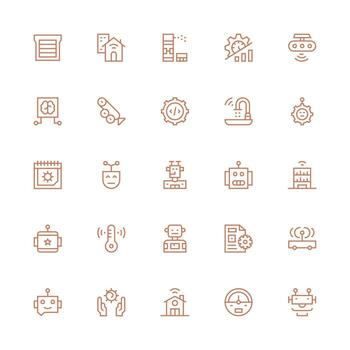 25 medio carrera contorno íconos para automatización gráficos icono conjunto para proyectos vector