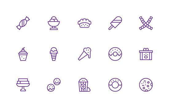 Treat Set with 15 Regular Line Icons Clean Icon Collection for Web Use vector