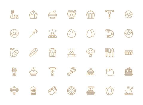 35 regular limpiar línea estilo íconos desde comida icono colección esencial íconos para rápido ui edificio vector