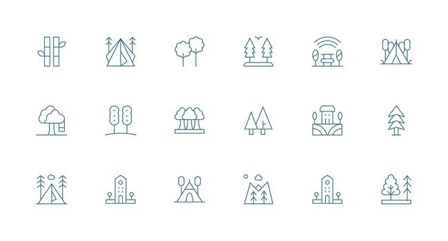 18 mínimo línea vectores para arboles tema núcleo icono colección para diario Tareas