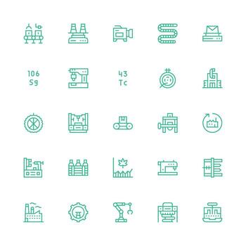 25 Icons for Production in Medium Stroke Outline Format All-Purpose Icon Design Pack vector