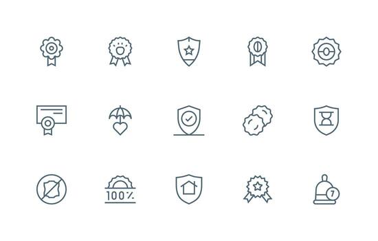 15 Regular Line Style Icons from Guarantee Collection Professional Icon Set vector