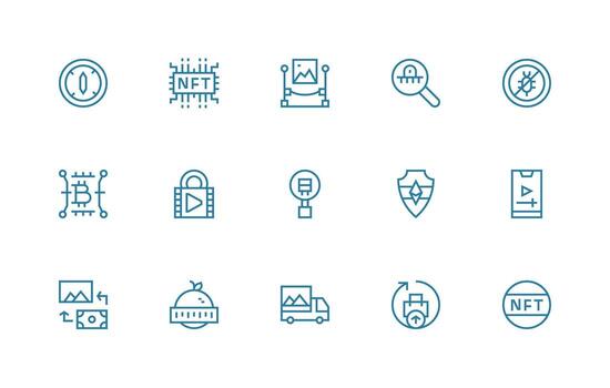 Digital Asset featuring 15 Icons in Regular Line Design Essential Icon Set for Teams vector
