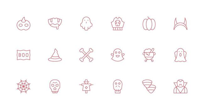 Minimal Line Icons from Halloween Set with 18 Vectors Flexible Icon System for Web Interfaces