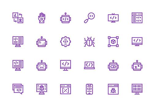 24 Programming Icons in Thick Line Line Aesthetic Neatly Designed Icons for Web Platforms vector