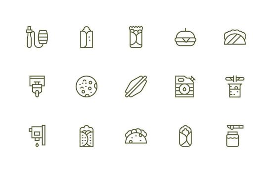 Regular Line Style Filling Icons with 15 Vectors Organized Glyph Icons for Fast Design