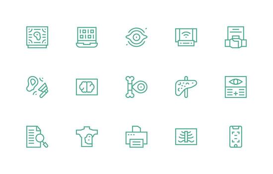Scan Visual Pack containing 15 Regular Line Icons Responsive Icon Set for Flexible Layouts vector