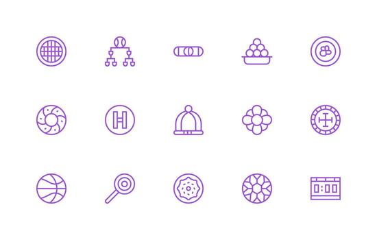 15 Regular Line Style Icons from Round Collection Versatile Icon Collection for Designers vector