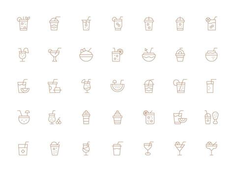 Straw Icon Collection with 35 Light Line Designs Neatly Designed Icons for Web Platforms vector