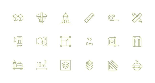 Minimal Line Style Dimension Icons with 18 Vectors Neatly Designed Icons for Web Platforms