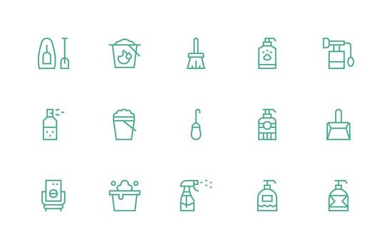 Regular Line Icons from Cleaning Supplies Set with 15 Vectors Multi-Style Icons for Creative Projects