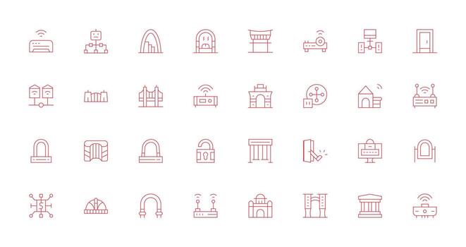 32 Thin Line Style Icons from Gateway Collection Icon Collection Set vector