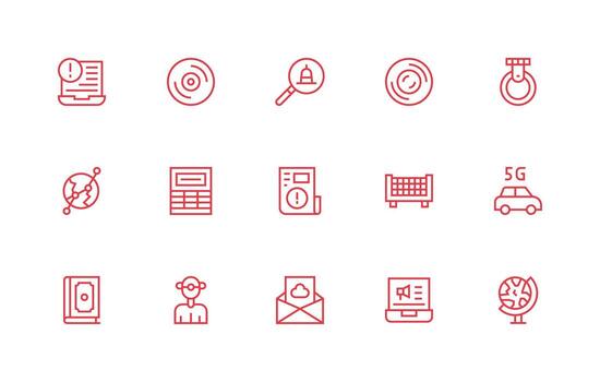 15 Regular Line Vectors for Data Theme Modern Line and Glyph Icon Series
