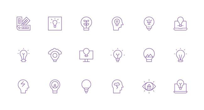 18 Minimal Line Icons for Inspiration Graphics Multi-Style Icons for Creative Projects vector