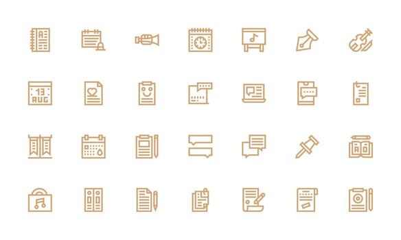 Nota visual paquete conteniendo 28 negrita línea íconos pulcramente diseñado íconos para web plataformas vector