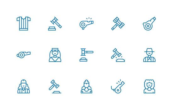 Judge Icon Collection with 15 Regular Line Designs Icon Pack for UI vector