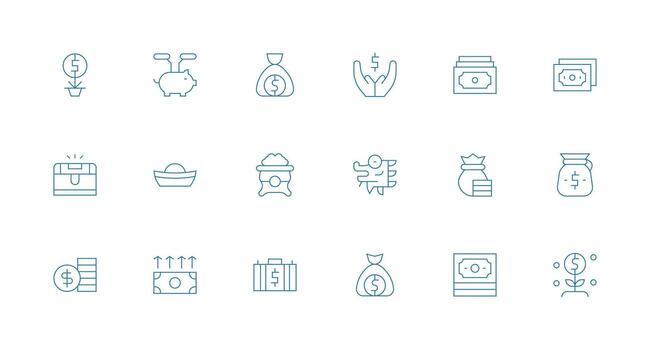 18 Minimal Line Designs for Wealth Icons Interface Icon Collection for Daily Projects vector