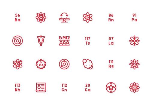 Physics Set with 24 Thick Line Line Icons Neat Icon Set vector
