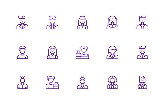 gerente presentando 15 íconos en regular línea diseño icono paquete para ui vector