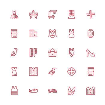 25 Medium Stroke Outline Style Icons from Lineart Collection Dashboard Icon Series vector