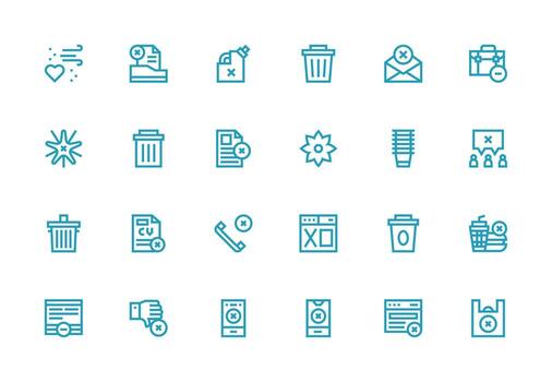 Thick Line Line Icons from Discard Set with 24 Vectors Design Ready Icon Set for Teams