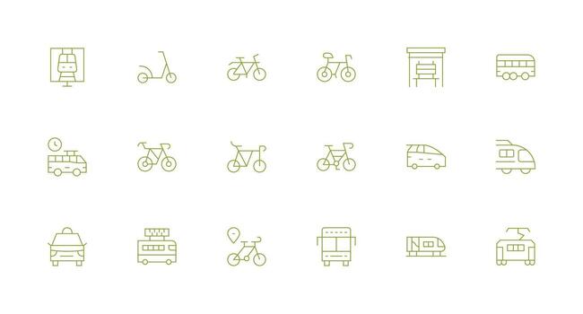 Commuter including 18 Minimal Line Illustrations Multi-Style Icons for Creative Projects vector