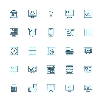 Display featuring 25 Icons in Medium Stroke Outline Design Modern Line and Glyph Icon Series vector