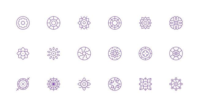 18 Minimal Line Style Icons from Mandala Collection Multi-Style Icon Collection vector