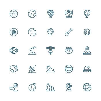 Medium Stroke Outline Icons from Earth Set with 25 Vectors Versatile Icon Collection for Designers
