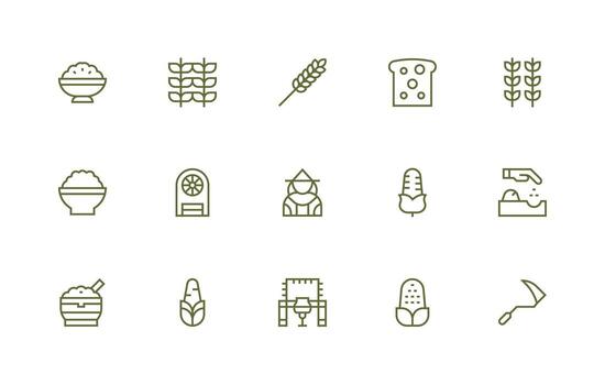 Grain Set with 15 Regular Line Icons Line Icon Collection vector