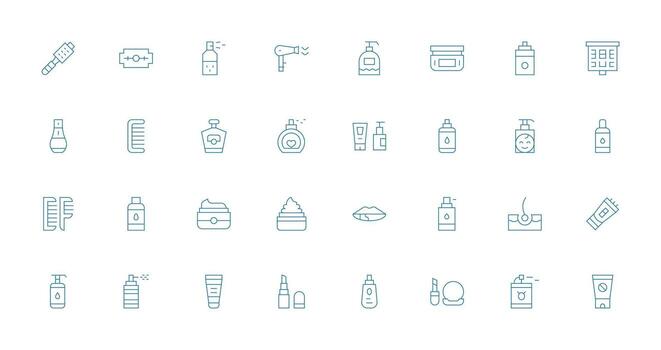 Cosmetics Icon Set with 32 Thin Line Graphics Interface Icon Collection vector