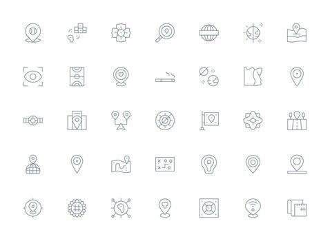 35 Icons for Area in Light Line Format Fully Editable Icon Set for Web vector