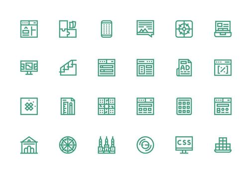 diseño icono conjunto con 24 grueso línea línea gráficos profesional icono paquete para desarrollo trabajo vector