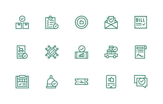 Confirmation including 15 Regular Line Illustrations Icon Set for Projects vector