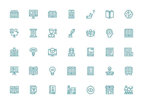 35 Icons for Knowledge in Regular Clean Line Format Multi-Purpose Icon Set vector