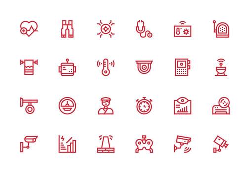 24 Thick Line Line Icons for Monitoring Graphics Minimal Icon Set for Interface Projects vector