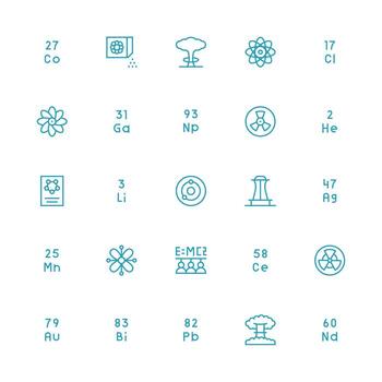 Atomic Icon Set with 25 Medium Stroke Outline Graphics Functional Icon Series vector