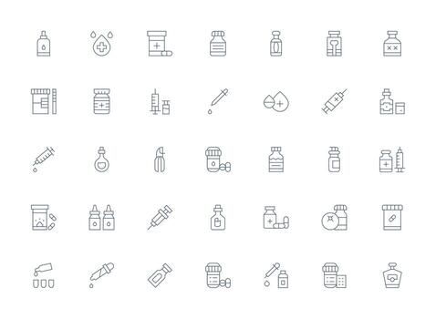 Light Line Icons from Vial Set with 35 Vectors Style Icon Set