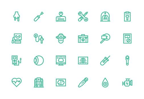 Diagnostic featuring 24 Icons in Thick Line Line Design Optimized Icon Pack for Digital Products vector