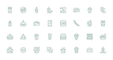 various food and drink icons vector