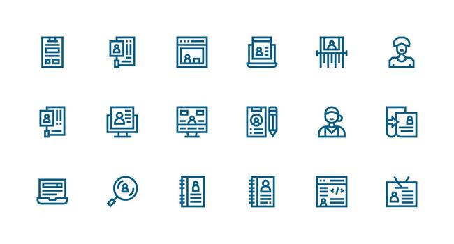Vector icons of user profiles and documents