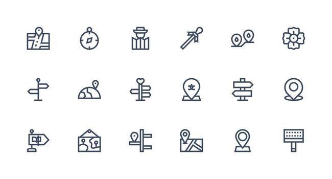 Navigation and location icons set vector