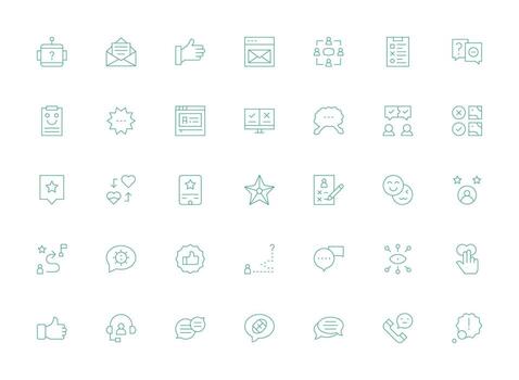 ligero línea íconos desde realimentación conjunto con 35 vectores diseño icono colección