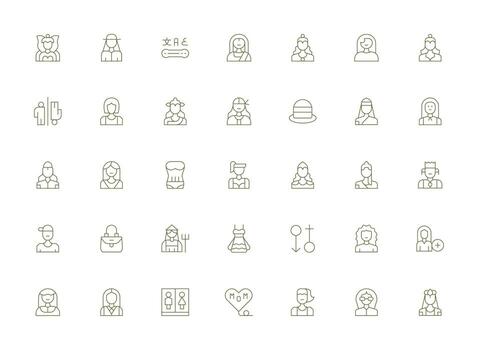 Diverse collection of minimalist character icons vector