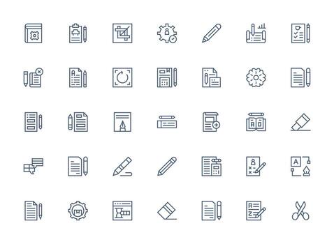 Editable line icons for design vector