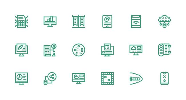 18 íconos para digital datos en fuerte carrera línea formato simplificado icono paquete para visual herramientas vector